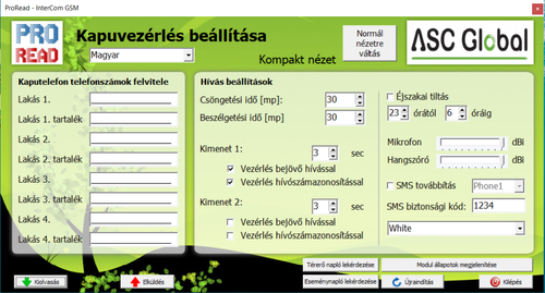 InterCom GSM beállítása