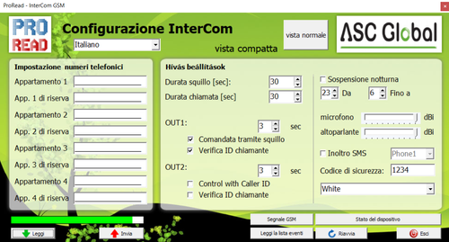 InterCom GSM setting