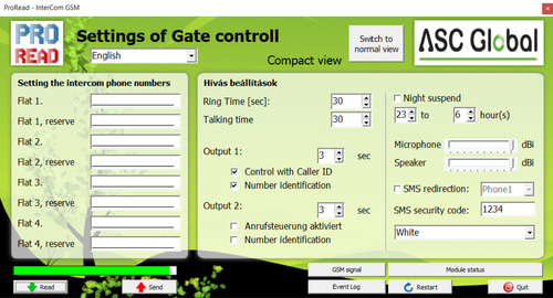 InterCom GSM setting